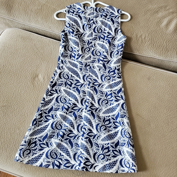 Blue and White Lace Pattern Fitted Dress XS - Picture 2 of 5